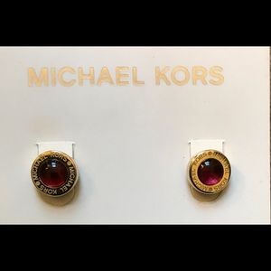 NWT Michael Kors Garnet Stud Logo Earring